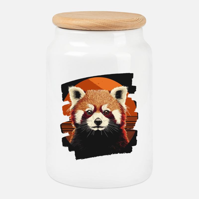 Roter Panda - Keksdose mit Holzdeckel - Weiß