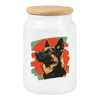 Sheepdog - Cookie Jar with Wooden Lid - white - Front