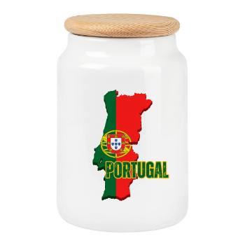 Drapeau du Portugal, carte drapeau du Portugal - Boîte à biscuits avec couvercle en bois - blanc - Devant