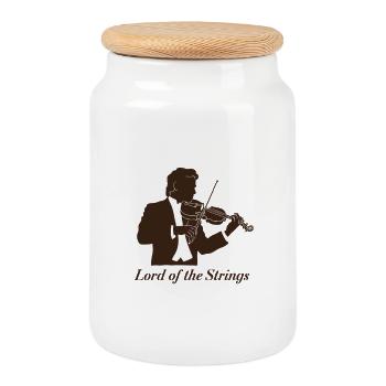 Violin Lord Of The Strings Musician Illustration - Cookie Jar with Wooden Lid - white - Front