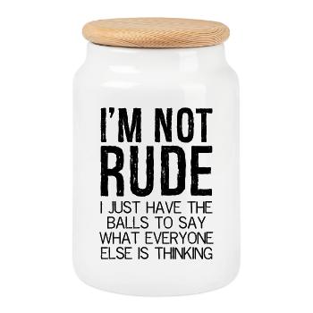 I'm not rude I just have the balls to say everyone - Keksdose mit Holzdeckel - Weiß - Vorne