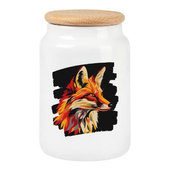 L’art du renard - Boîte à biscuits avec couvercle en bois - blanc - Devant