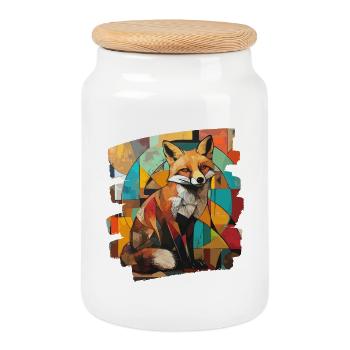 Renard - Boîte à biscuits avec couvercle en bois - blanc - Devant