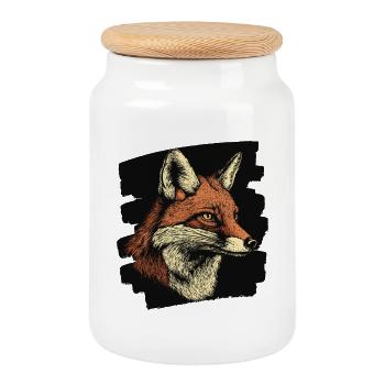 Renard - Boîte à biscuits avec couvercle en bois - blanc - Devant