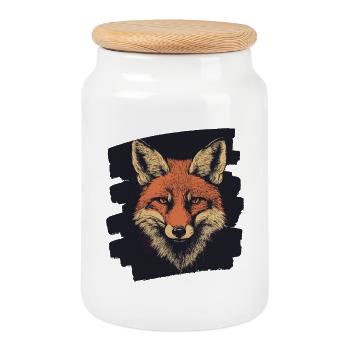 Renard - Boîte à biscuits avec couvercle en bois - blanc - Devant