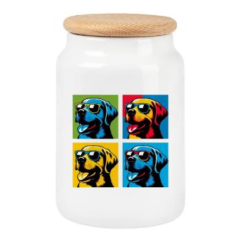 Lab Love Pop, Kumpel, Marshmallow, Teddy, Glücklich - Keksdose mit Holzdeckel - Weiß - Vorne