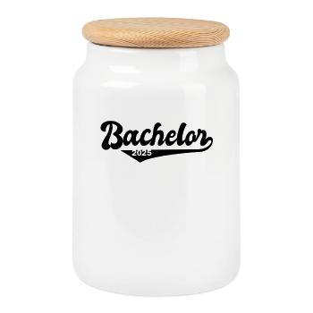 Bachelor 2025 Graduation Graduation - Cookie Jar with Wooden Lid - white - Front