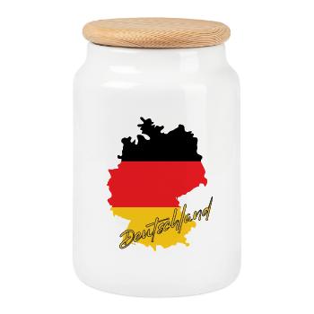 German Pride, Flagge von Deutschland - Keksdose mit Holzdeckel - Weiß - Vorne