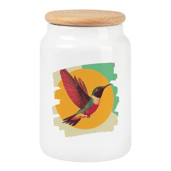 Colibri - Boîte à biscuits avec couvercle en bois - blanc - Devant