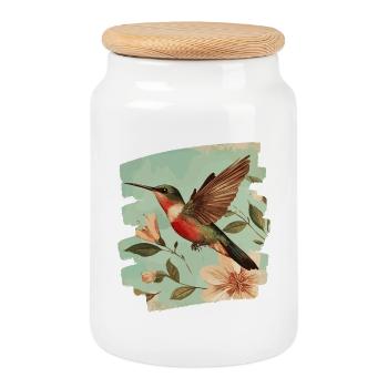 Colibri - Boîte à biscuits avec couvercle en bois - blanc - Devant