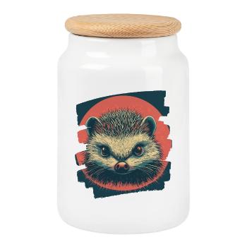 Igel - Keksdose mit Holzdeckel - Weiß - Vorne