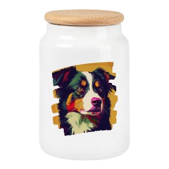 Australian Shepherd - Keksdose mit Holzdeckel - Weiß - Vorne