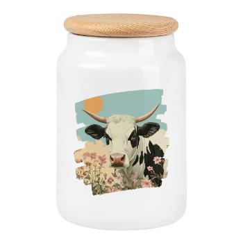 Éleveur de vaches - Boîte à biscuits avec couvercle en bois - blanc - Devant