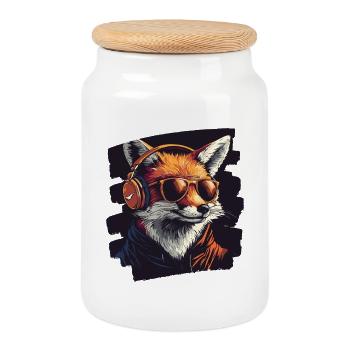 Renard - Boîte à biscuits avec couvercle en bois - blanc - Devant