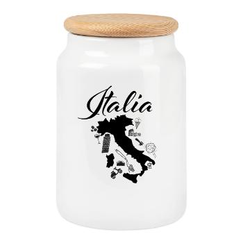 Italien,Italienisch - Keksdose mit Holzdeckel - Weiß - Vorne