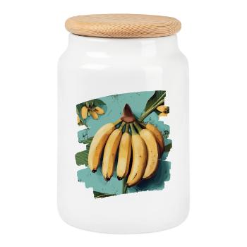 Banane - Keksdose mit Holzdeckel - Weiß - Vorne