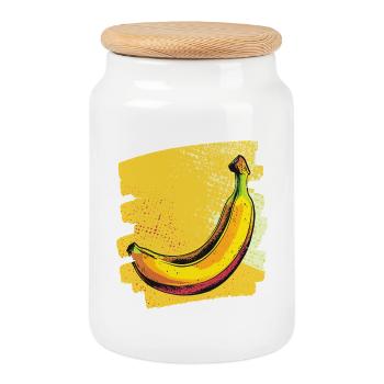 Banane - Keksdose mit Holzdeckel - Weiß - Vorne