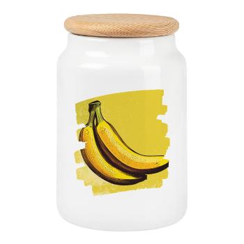 Banane - Keksdose mit Holzdeckel - Weiß - Vorne