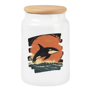 Killer whale - Cookie Jar with Wooden Lid - white - Front