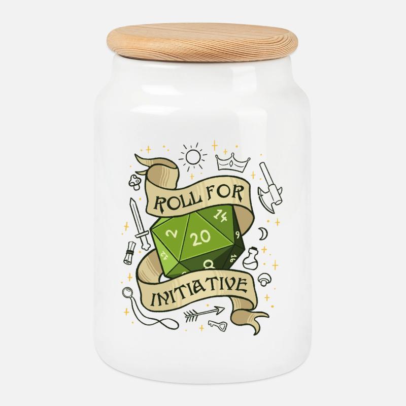 Roll for Initiative – Würfel dein Schicksal - Keksdose mit Holzdeckel - Weiß