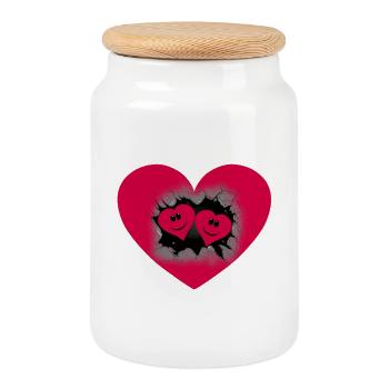 Cœur de la Saint-Valentin Coeurs Partenaire Saint-Valentin Amour - Boîte à biscuits avec couvercle en bois - blanc - Devant