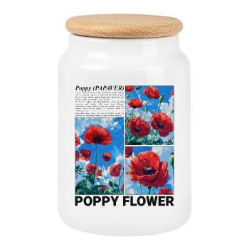 Coquelicot Nature Esthétique Botanique Fleur Cadeau - Boîte à biscuits avec couvercle en bois - blanc - Devant