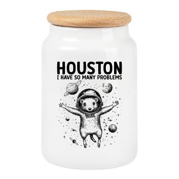 Houston J’ai tellement de problèmes Opossum Universe - Boîte à biscuits avec couvercle en bois - blanc - Devant