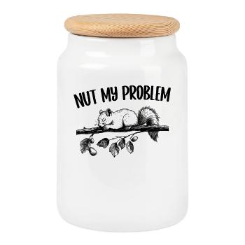 Nut My Problem Eichhörnchen Niedlich Geschenk - Keksdose mit Holzdeckel - Weiß - Vorne