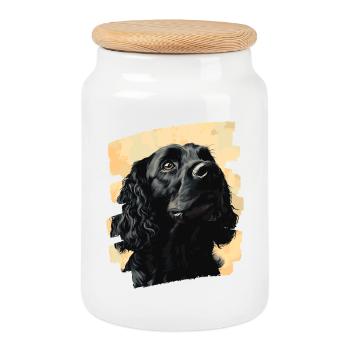Cocker Spaniel - Boîte à biscuits avec couvercle en bois - blanc - Devant