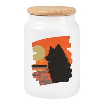 Laponie finlandaise - Boîte à biscuits avec couvercle en bois - blanc - Devant