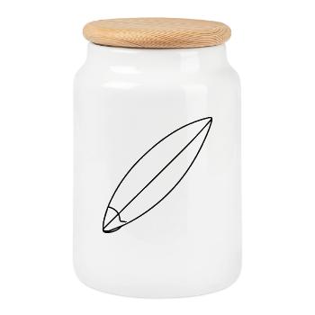 Croquis de planche de surf - Boîte à biscuits avec couvercle en bois - blanc - Devant