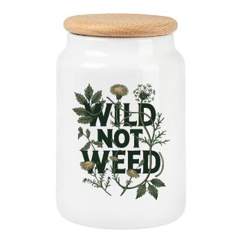 Wild Not Weed - Botanical Foraging Nature Art - Cookie Jar with Wooden Lid - white - Front