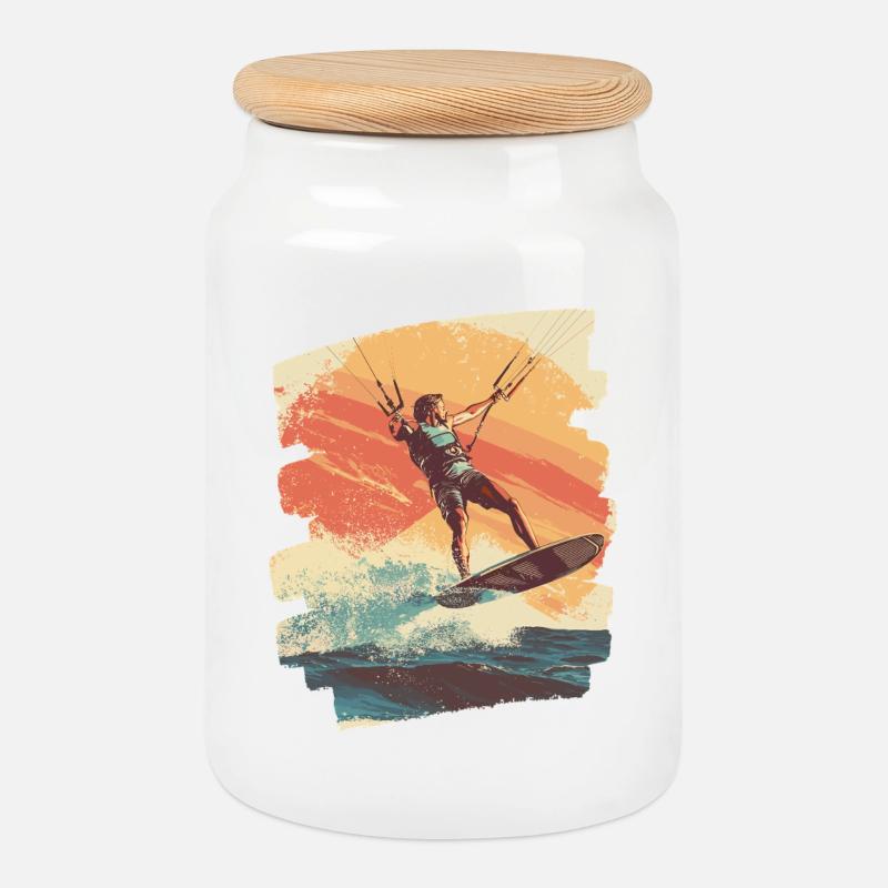Kitesurfer - Keksdose mit Holzdeckel - Weiß