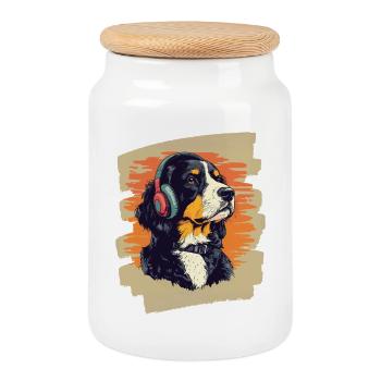 Chien de montagne de l'Entlebuch - Boîte à biscuits avec couvercle en bois - blanc - Devant