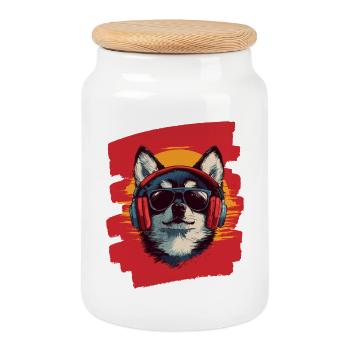 Pomsky - Keksdose mit Holzdeckel - Weiß - Vorne