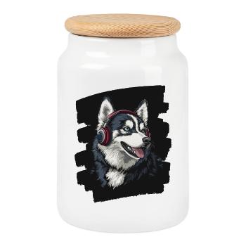Husky - Keksdose mit Holzdeckel - Weiß - Vorne