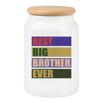 Der beste Big Brother aller Zeiten! Der beste Big Brother aller Zeiten - Keksdose mit Holzdeckel - Weiß - Vorne