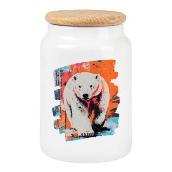 Pulvérisateur Polar Bear Graffiti - Boîte à biscuits avec couvercle en bois - blanc - Devant