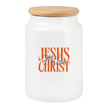 Jesus Christ My Lord Glaubensbekenntnis - Keksdose mit Holzdeckel - Weiß - Vorne