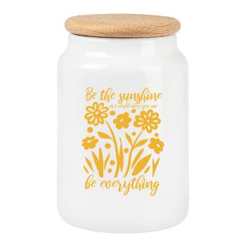 Blumen - Frühling - Be the sunshine - Spruch - Keksdose mit Holzdeckel - Weiß - Vorne