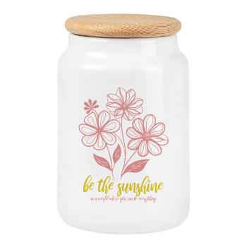 Blumen - Frühling - Be the sunshine - Spruch - Keksdose mit Holzdeckel - Weiß - Vorne