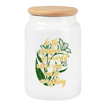 Blumen - Frühling - Be the sunshine - Spruch - Keksdose mit Holzdeckel - Weiß - Vorne