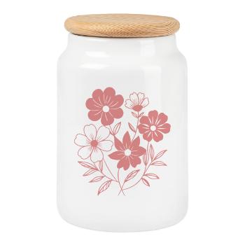Blumen - Frühling - Sommer - Spruch - Keksdose mit Holzdeckel - Weiß - Vorne