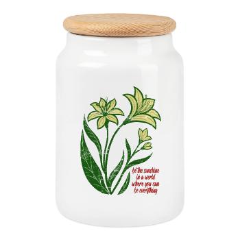 Blumen - Frühling - Be the sunshine - Spruch - Keksdose mit Holzdeckel - Weiß - Vorne