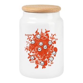 As happy as possible - Cookie Jar with Wooden Lid - white - Front