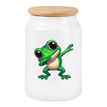 Cool Frog Dabbing Crapaud Tendance - Boîte à biscuits avec couvercle en bois - blanc - Devant