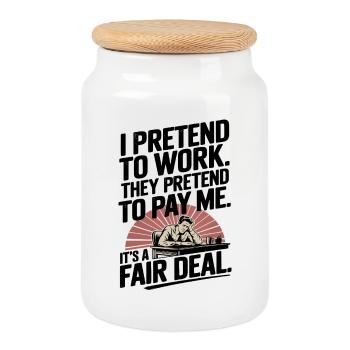 Travail Humour Je fais semblant de travailler, ils font semblant de payer - Boîte à biscuits avec couvercle en bois - blanc - Devant