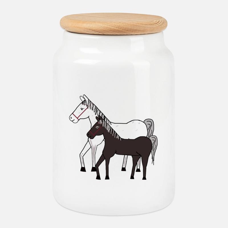 Pferd Pferde Pony - Keksdose mit Holzdeckel - Weiß