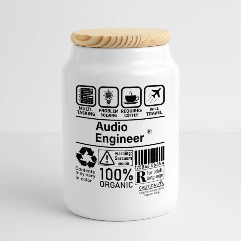 Audio Engineer multi tasking problem solving Cookie Jar with Wooden Lid