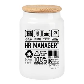 Hr Manager multi tasking problem solving - Cookie Jar with Wooden Lid - white - Front